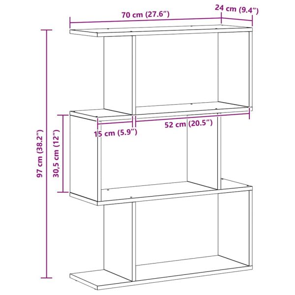 Шкаф за книги Черния дъб 70 x 24 x 97 см Инженерно дърво