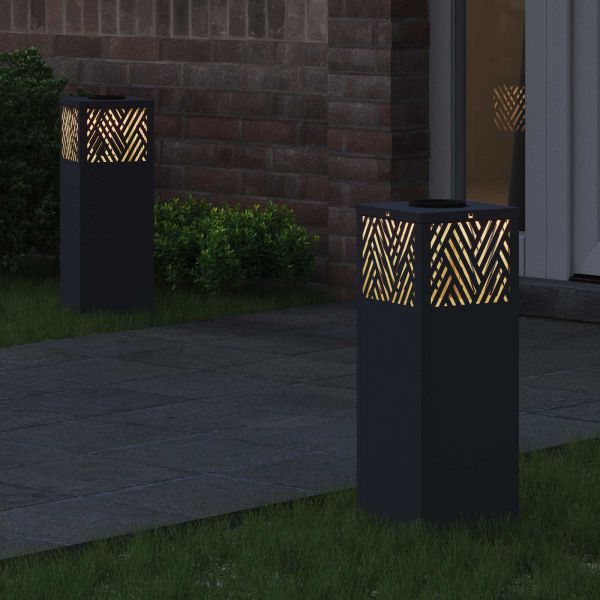 Соларна LED светлина за пътека 2 бр. Топло бяло 18 x 18 x 50 см
