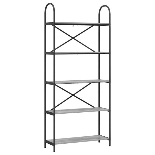 Рафт за книги Сив Сонома 80 x 30 x 183 см Инженерно дърво