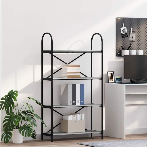 Рафт за книги Сив Сонома 80 x 30 x 146 см Инженерно дърво