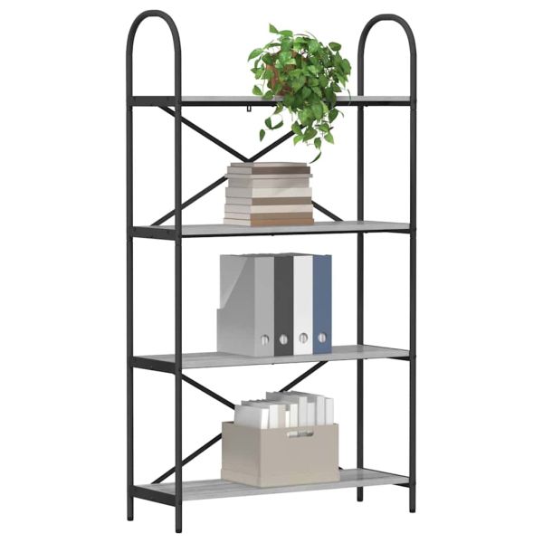 Рафт за книги Сив Сонома 80 x 30 x 146 см Инженерно дърво