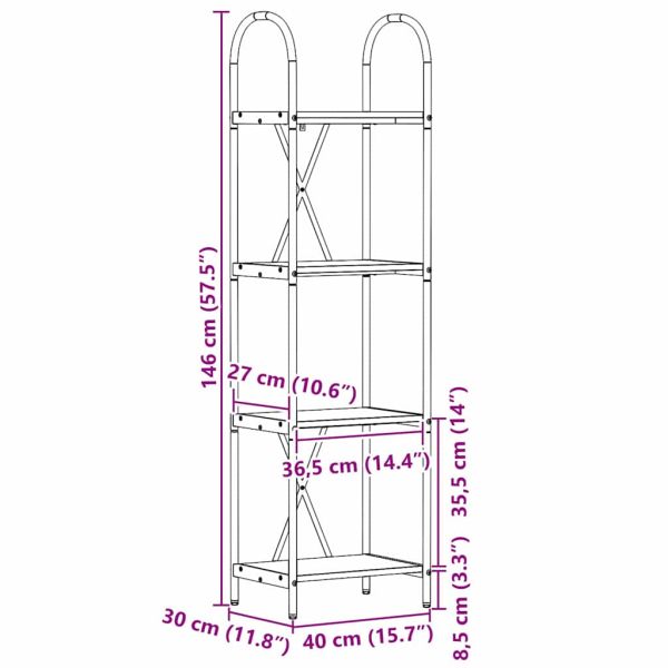 Рафт за книги Старо дърво 40 x 30 x 146 см Инженерно дърво