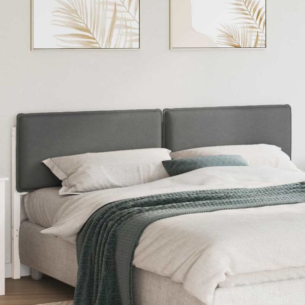 Тапицирана табла Бяло и светло сиво 200 cm Солидно борово дърво