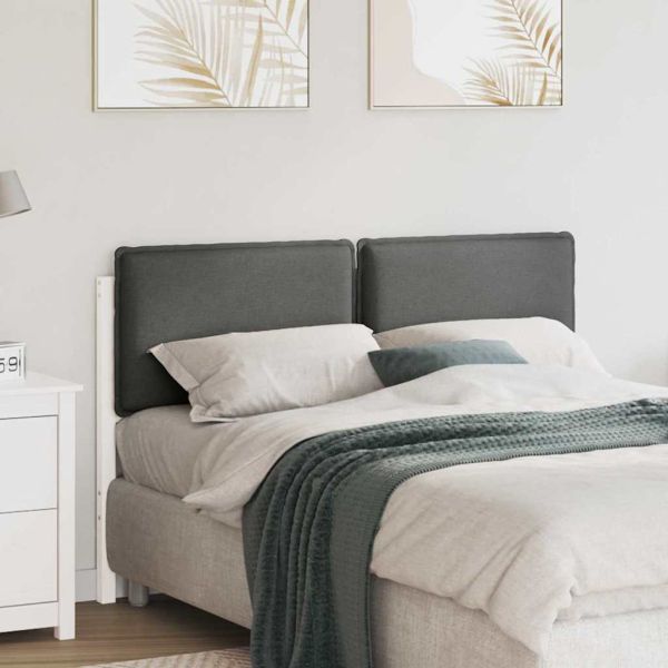 Тапицирана табла Бяло и светло сиво 150 cm Солидно борово дърво