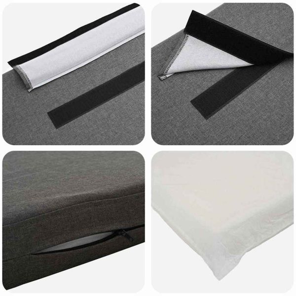 Тапицирана табла Бяло и светло сиво 100 cm Солидно борово дърво