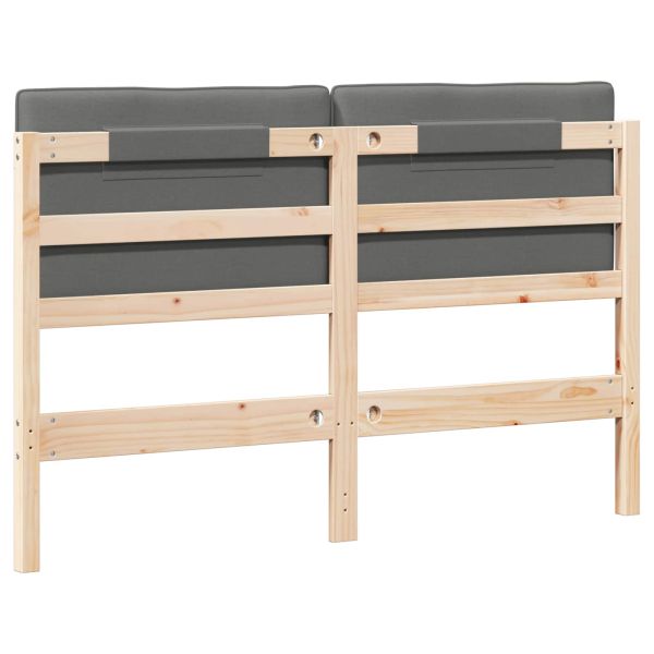 Тапицирана табла Кафяв и светло сив 150 cm Солидно борово дърво