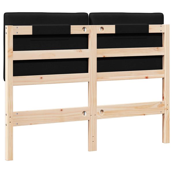 Тапицирана табла Кафяв и черен 120 cm Солидно борово дърво