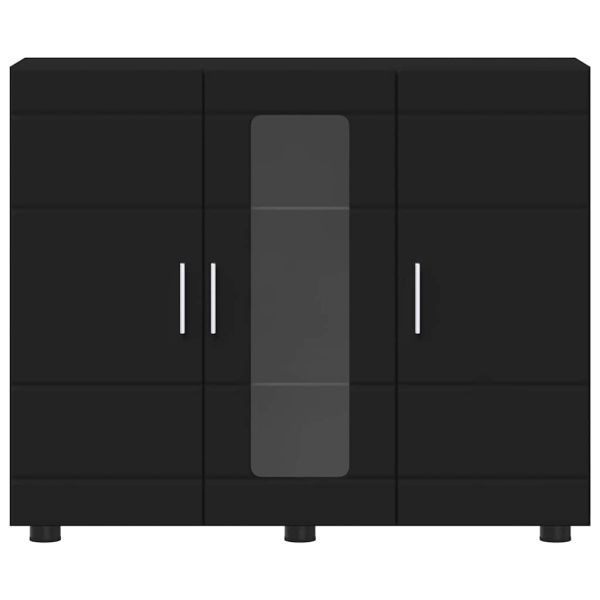 Дървен шкаф Черно 88,5 x 30,5 x 73 см Инженерно дърво