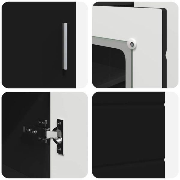 Дървен шкаф Черно 88,5 x 30,5 x 73 см Инженерно дърво