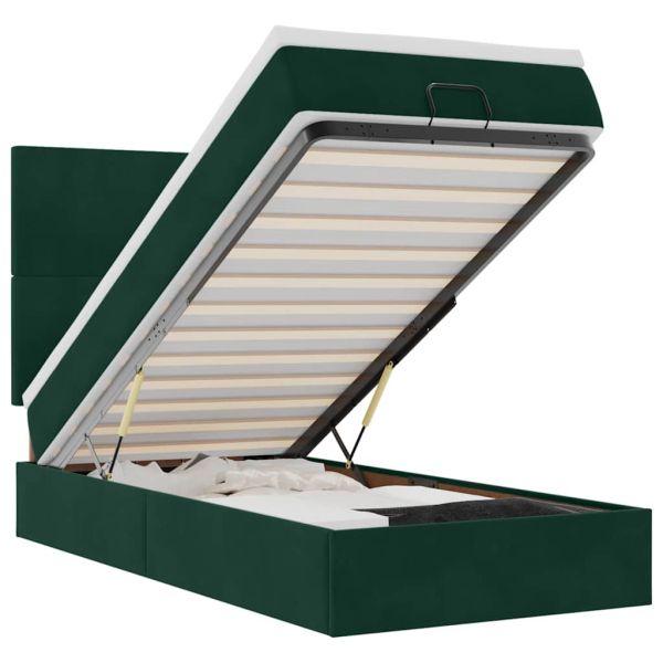 Османска легло с матраци, тъмнозелено, 100x200 см, кадифе