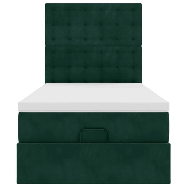 Османска легло с матраци, тъмнозелено, 100x200 см, кадифе