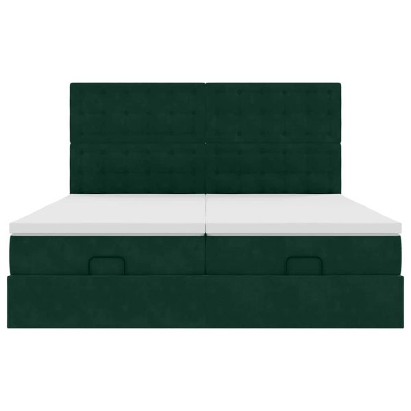 Османска легло с матраци, тъмнозелено, 200x200 см, кадифе