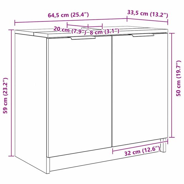 Шкаф за баня Сонома дъб 64,5 x 33,5 x 59 см Инженерно дърво