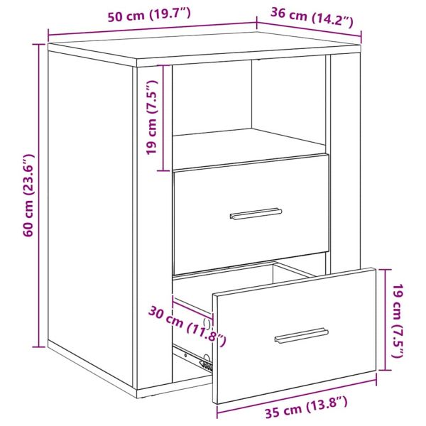 Нощен шкаф Черния дъб 35 x 50 x 60 см Инженерно дърво