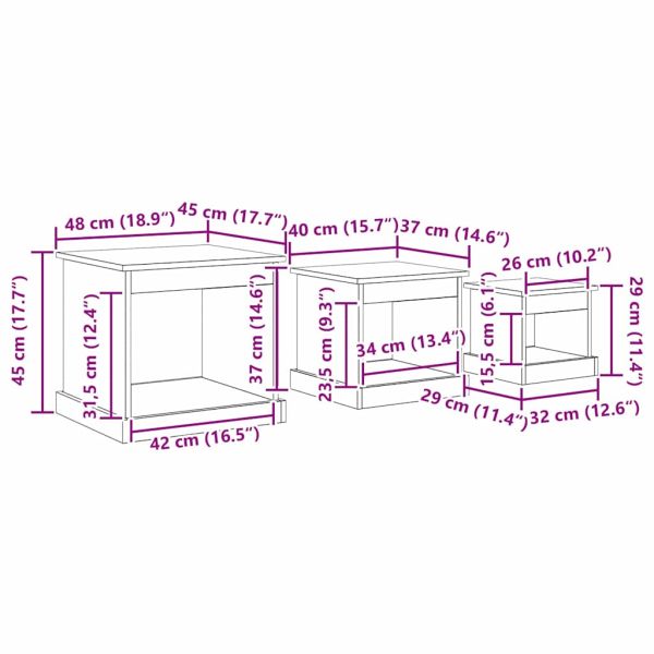 Масичка за кафе 3 pcs Старо дърво Инженерно дърво