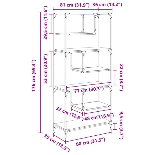 Библиотека дъб артизан 81 x 36 x 176 см Инженерно дърво