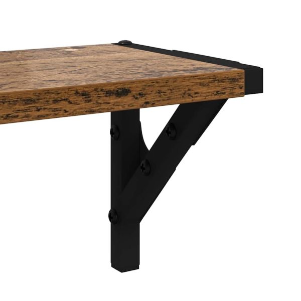 Стени за рафтове с рафт 2 pcs Старо дърво 60 x 15 x 15,5 cm