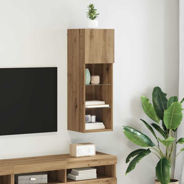 Стенен телевизионен шкаф 30,5 x 30 x 90 см Дъб