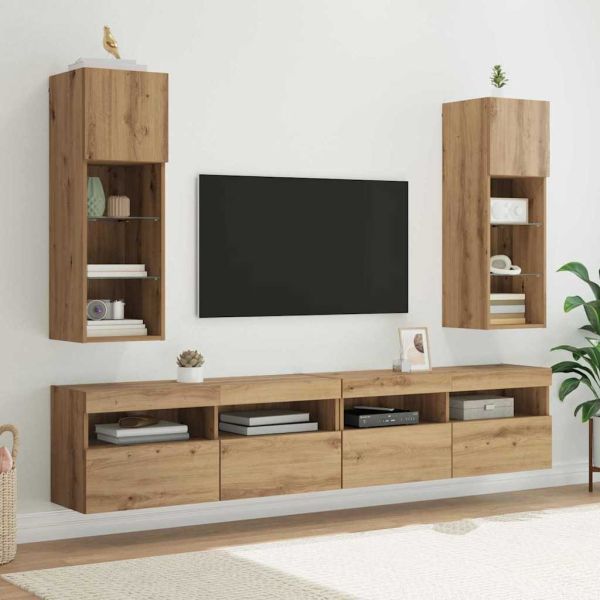 Стенен телевизионен шкаф 30,5 x 30 x 90 см Дъб