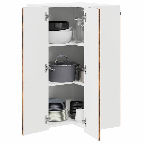 Стенно ъглово шкафче LUCCA Опушен дъб 57 x 57 x 100 см