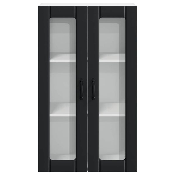 Стенен стъклен шкаф LUCCA Черно 60 x 31 x 100 см