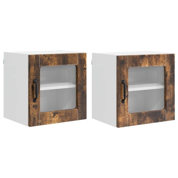 Стенен стъклен шкаф PORTO 2 pcs Димян дъб 40 x 31 x 40 см