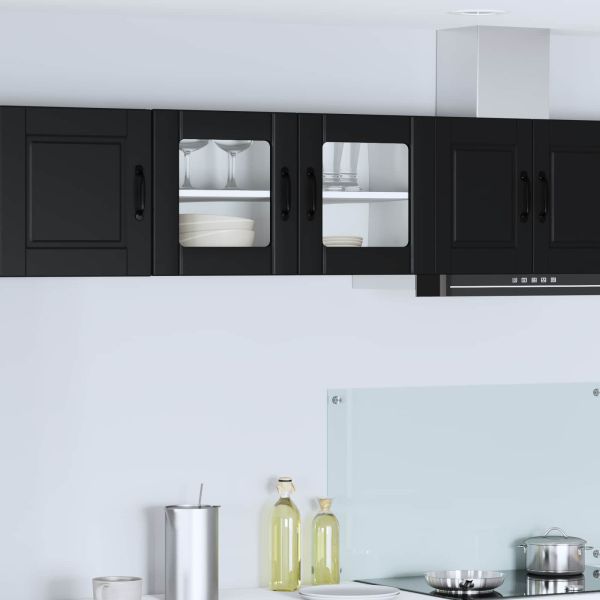 Стенен стъклен шкаф PORTO Черно 80 x 31 x 40 см