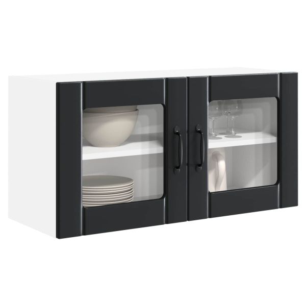 Стенен стъклен шкаф PORTO Черно 80 x 31 x 40 см