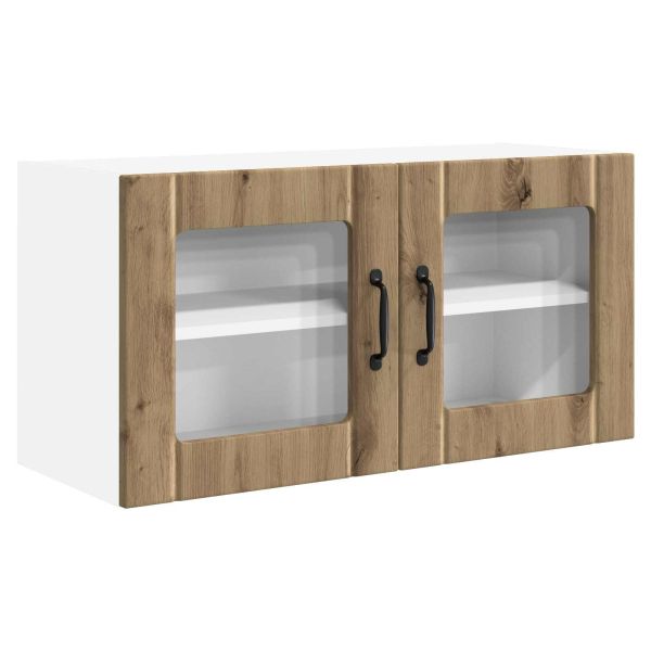 Стенен стъклен шкаф PORTO Дъб 80 x 31 x 40 см