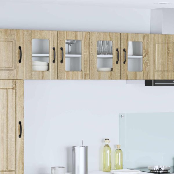 Стенен стъклен шкаф PORTO 2 pcs Сонома дъб 60 x 31 x 40 см