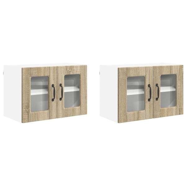 Стенен стъклен шкаф PORTO 2 pcs Сонома дъб 60 x 31 x 40 см