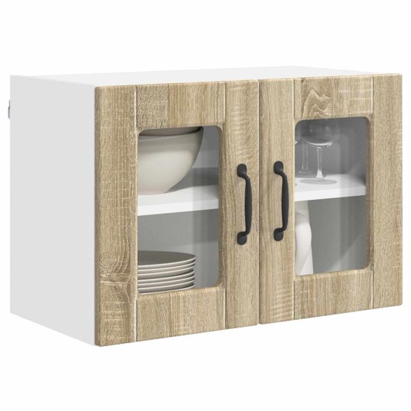 Стенен стъклен шкаф PORTO 2 pcs Сонома дъб 60 x 31 x 40 см