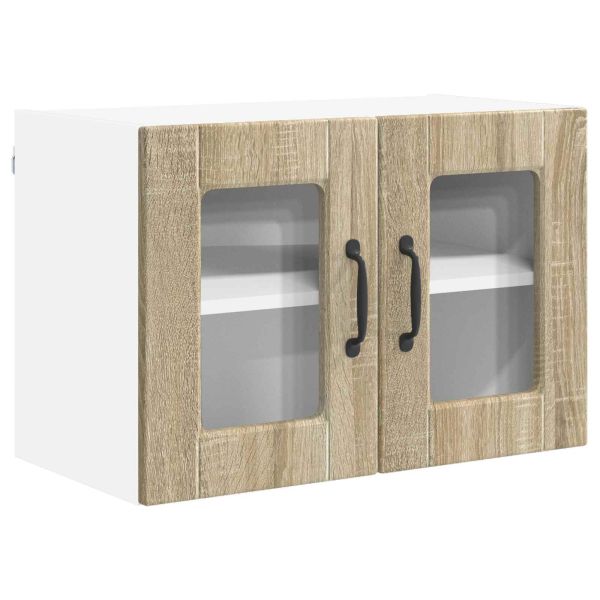 Стенен стъклен шкаф PORTO 2 pcs Сонома дъб 60 x 31 x 40 см