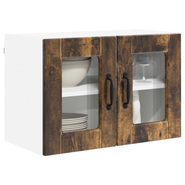 Стенен стъклен шкаф 2 pcs Димян дъб 60 x 31 x 40 см