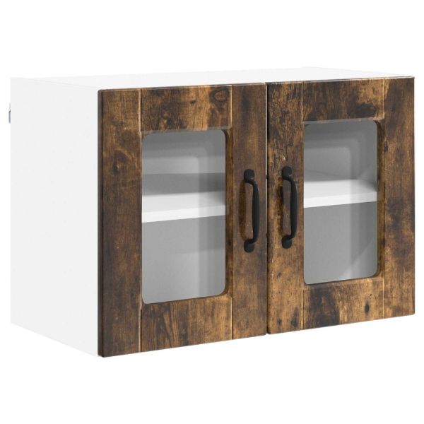 Стенен стъклен шкаф 2 pcs Димян дъб 60 x 31 x 40 см
