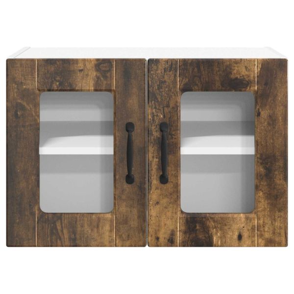Стенен стъклен шкаф 2 pcs Димян дъб 60 x 31 x 40 см