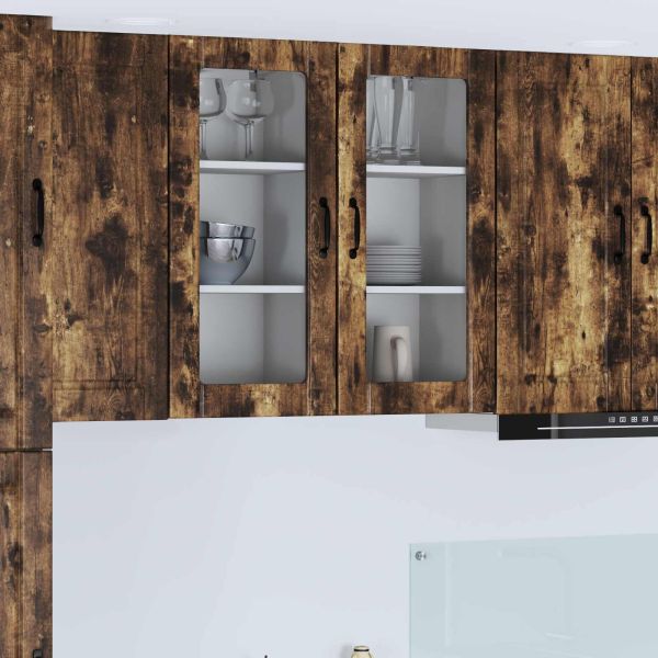 Стенен стъклен шкаф PORTO 2 pcs Димян дъб 40 x 31 x 80 см