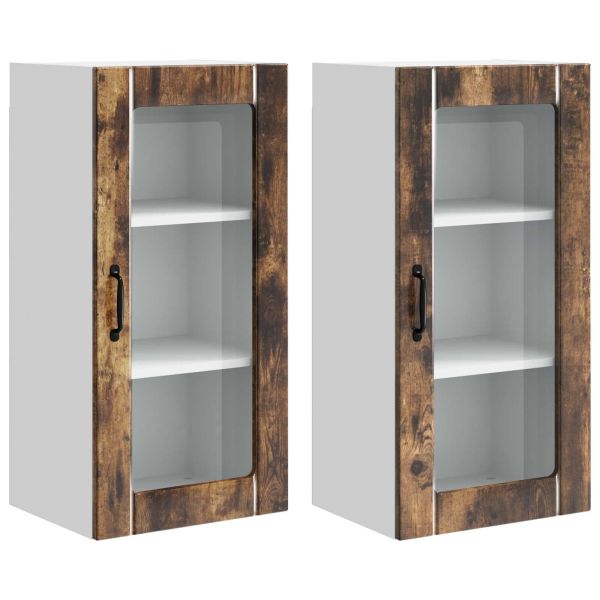 Стенен стъклен шкаф PORTO 2 pcs Димян дъб 40 x 31 x 80 см