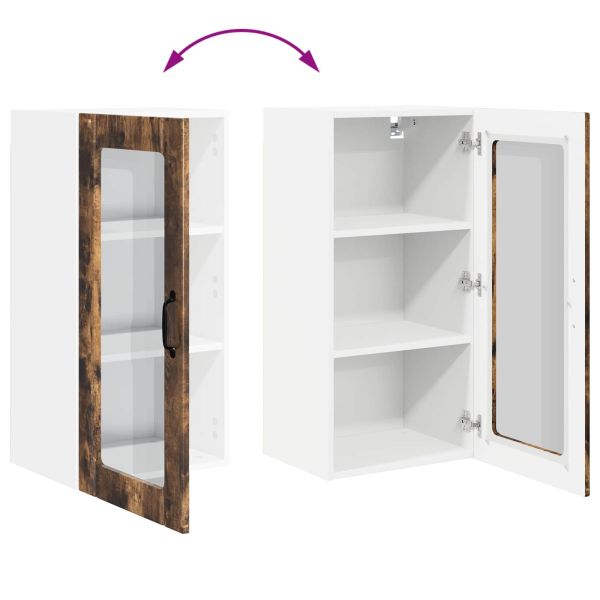 Стенен стъклен шкаф PORTO 2 pcs Димян дъб 40 x 31 x 80 см