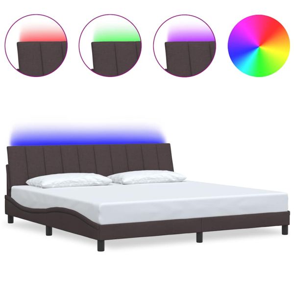 Рамка за легло без матрак Hanko, тъмнокафява, 200x200 см, плат