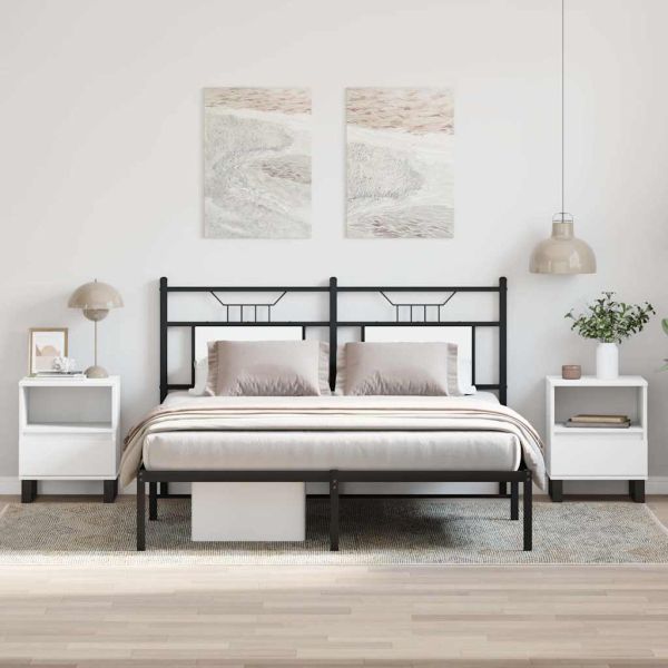 Нощни шкафчета, 2 бр, бели, 40x35x50 см, инженерно дърво