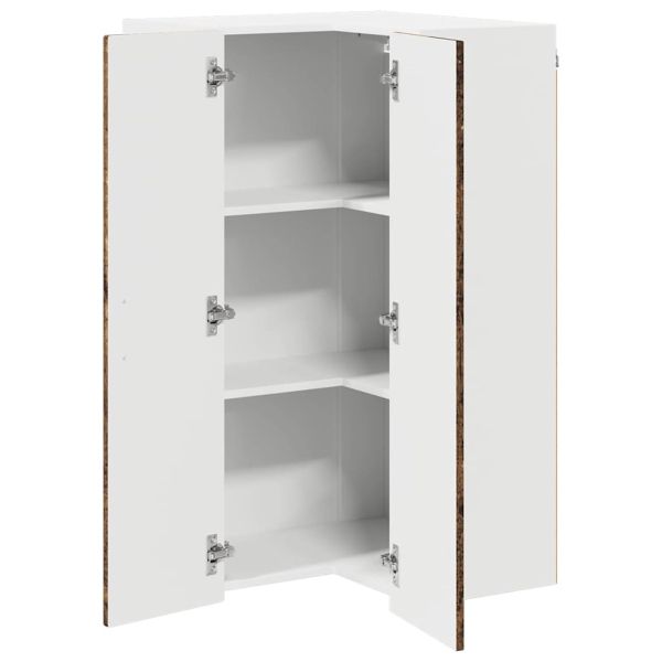 Стенно ъглово шкафче Старо дърво 57 x 57 x 100 см