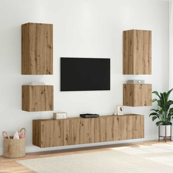 TV стенен шкаф Дъб Инженерно дърво