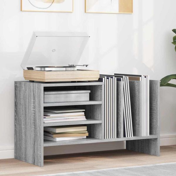 Шкаф за грамофонни плочи с рафт Сив Сонома 78.5 x 35 x 45 см