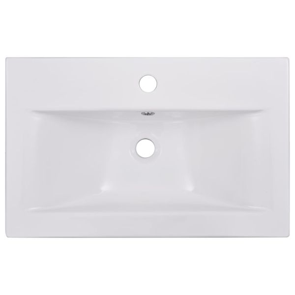 Комплект мебели за баня, бял, инженерно дърво