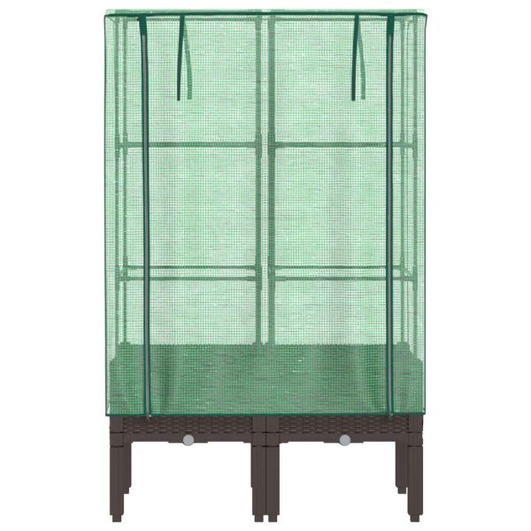 Повдигнато легло с оранжерия калъф, ратанов вид, 80x40x140 см