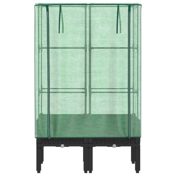 Повдигнато легло с оранжерия калъф, ратанов вид, 80x40x140 см