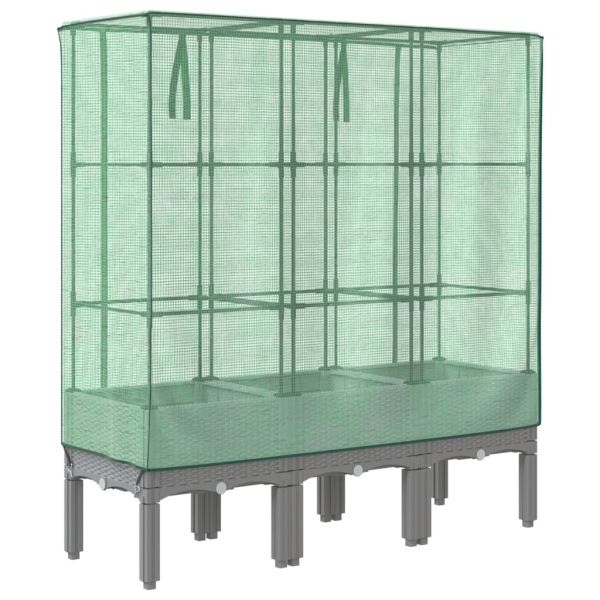 Повдигнато легло с оранжерия калъф, ратанов вид, 120x40x140 см