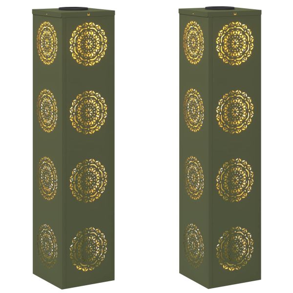 Соларна LED светлина за пътека 2 pcs Маслинено зелено