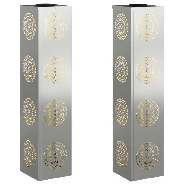 Соларна LED светлина за пътека 2 pcs Сребрист